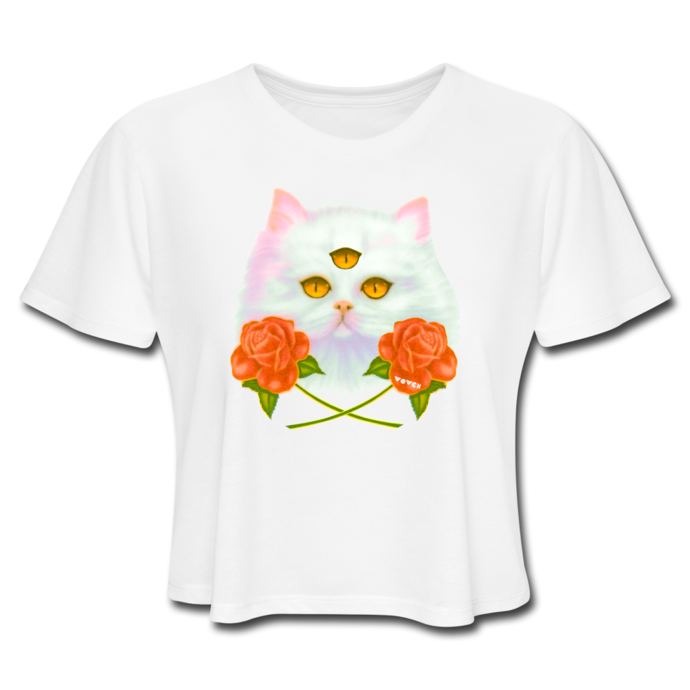 3RD EYE WHY Cropped T-Shirt - white